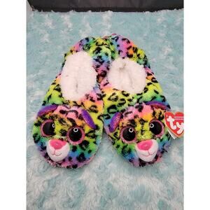 Kids Ty Beanie Boo's Fashion Dotty the Leopard - Slipper Socks Large ( 4-6)